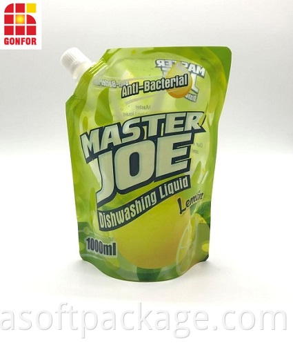 Custom Printed Dishwashing Liquid Spout Pouch